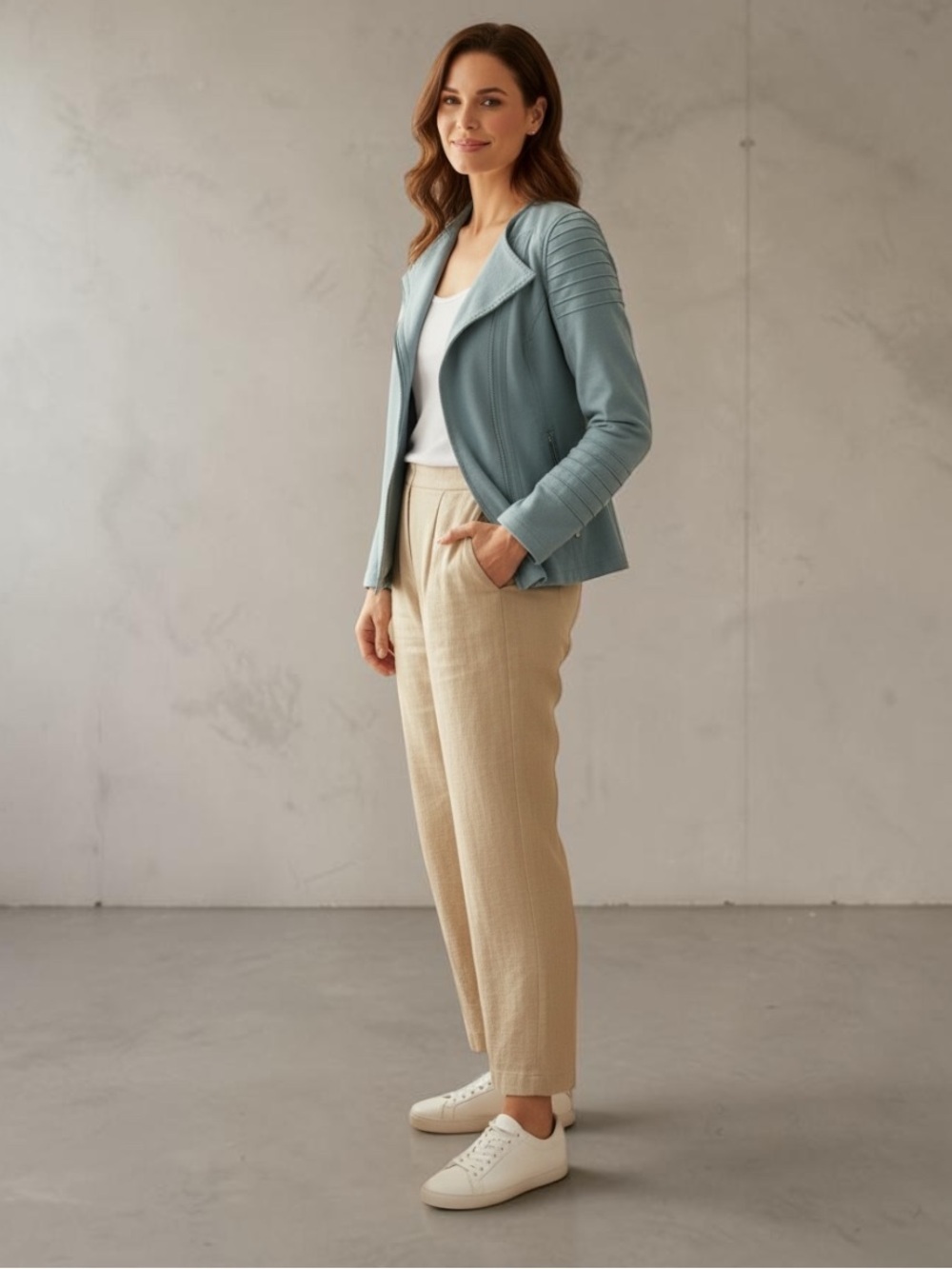 Athleta Small Tiffany Blue Work Out Moto Ribbed Jacket Zipper Front Zip Pockets